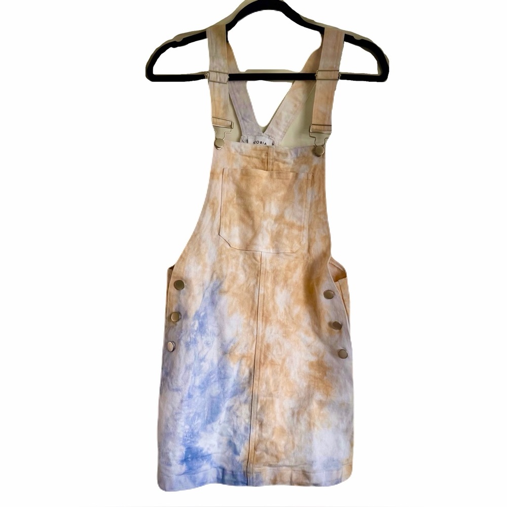 Storia Blue White Orange Tie-Dye Overall Dress Size Small